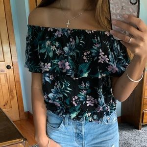 Off the shoulder flower print top